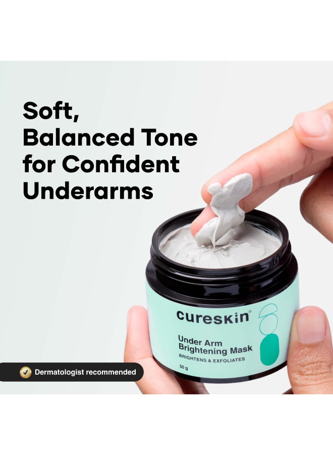 Cureskin Under Arm Brightening Cream Mask with Lactic Acid, Glycolic Acid & Malic Acid | Dark Underarms & Hyperpigmentation | Under Arm Dark Removing Cream, 50 g (Pack of 1) - Image 2